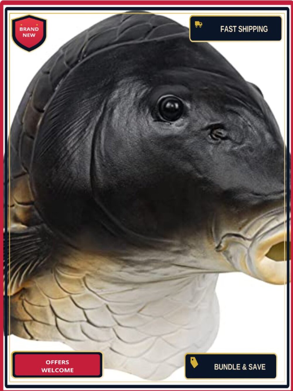 Latex Realistic Fish Head Mask Full Head Animal Costume Party Prop